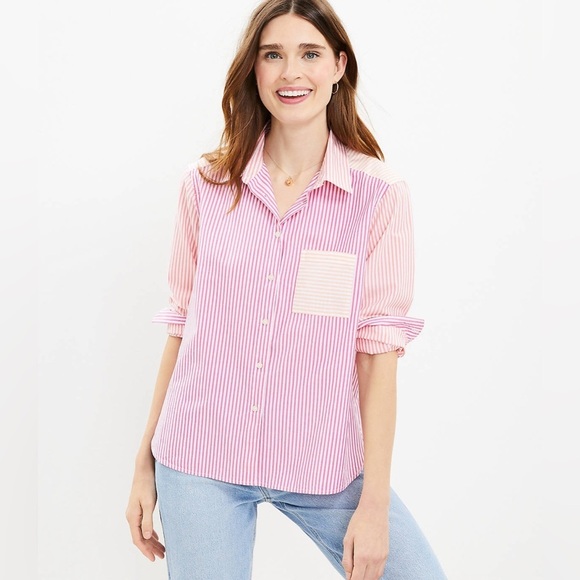 NWT Loft Stripe Relaxed Everyday Shirt Small - Picture 3 of 10